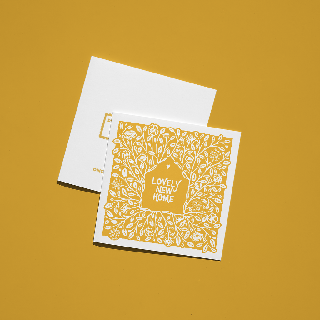 Lovely new home - Hand printed greeting card - Once upon a dandelion