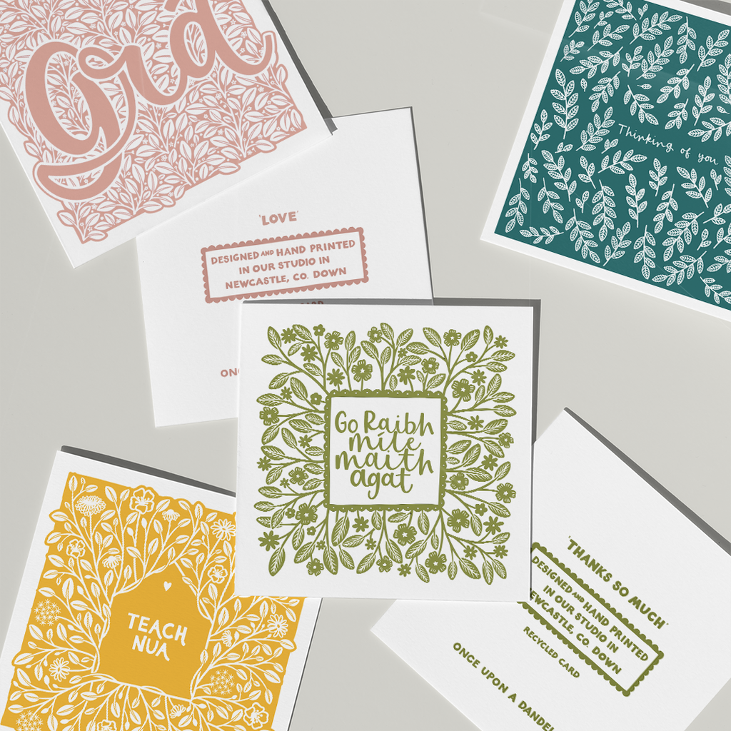 Grá - Irish - Hand printed greeting card - Once upon a dandelion