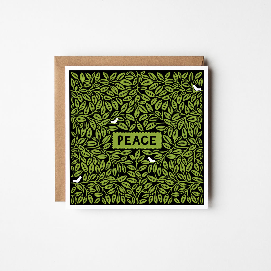 Peace - Christmas card - Hand printed - Once upon a dandelion