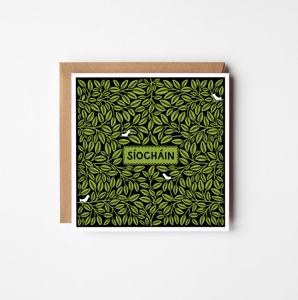 Síocháin - Peace - Irish Christmas Card - Hand Printed - Once upon a dandelion